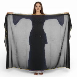 Voile rectangulaire de danse orientale noir - 1