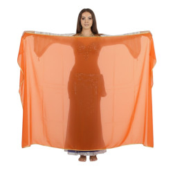 Voile rectangulaire de danse orientale orange - 1