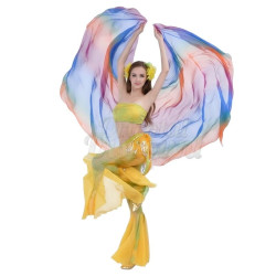 Voile rectangulaire de danse orientale bleu violet orange - 1