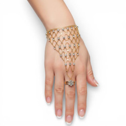 Chaine de main losanges dorés strass - 1