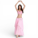 Ensemble de danse orientale top + jupe longue à sequins rose clair