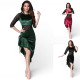 Robe de danse asymétrique velours et dentelle - 1