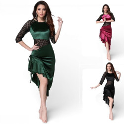 Robe de danse asymétrique velours et dentelle - 1