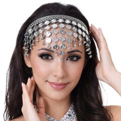 Couronne de danse orientale à sequins argentés - 1
