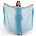 Voile demi lune de danse orientale turquoise doré