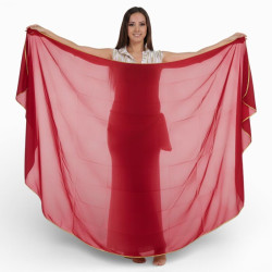 Voile demi lune de danse orientale rouge doré - 1