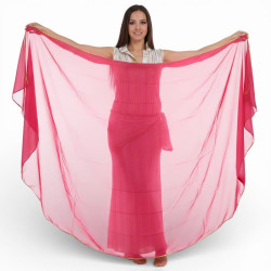 Voile demi lune de danse orientale fuschia doré - 1