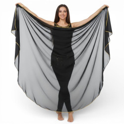 Voile demi lune de danse orientale noir doré - 1