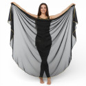 Voile demi lune de danse orientale noir doré