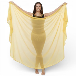 Voile demi lune de danse orientale jaune doré - 1