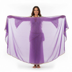 Voile demi lune de danse orientale violet doré - 1