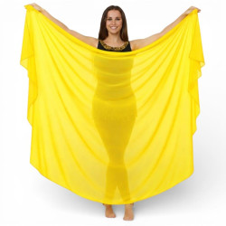 Voile demi lune de danse orientale jaune doré - 1