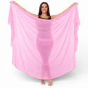 Voile demi lune de danse orientale rose clair doré