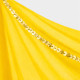 Voile demi lune de danse orientale jaune zoom sur liseret doré 