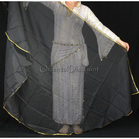 Voile demi lune de danse orientale noir 