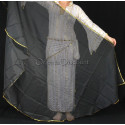 Voile demi lune de danse orientale noir doré