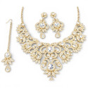 Parure Indienne Dorée Strass Luxe — Collier, Boucles d’Oreilles et Tikka