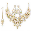 Parure Indienne Dorée Strass & Gouttes — Collier, Boucles et Tikka