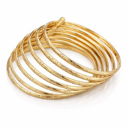 Bracelet semainier plaqué or 7 joncs reliés amovibles diamètre 7 cm vue produit fond clair