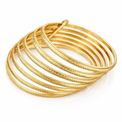 Bracelet semainier plaqué or entièrement ciselé 7 anneaux reliés bijou oriental lumineux diamètre standard