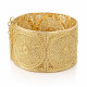 Bijou de tradition orientale bracelet large oriental plaqué or arabesque ciselé manchette diamètre 6,5 cm