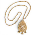 Collier pendentif goutte filigrane doré avec chaîne torsadée