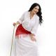 Robe baladi blanche type qamis pour danse orientale avec canne saïdi