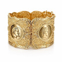 Bracelet manchette oriental style maghrébin plaqué or — décor pièce Napoléon