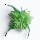 Barrette fleur de cheveux vert clair et plumes - 1