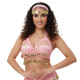 Top de danse orientale à sequins dorés rose clair - 1