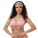 Top de danse orientale à sequins dorés rose clair