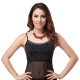 Top de danse orientale noir avec strass et voile transparent