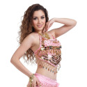 Haut de danse dos nu pastilles et grelots rose