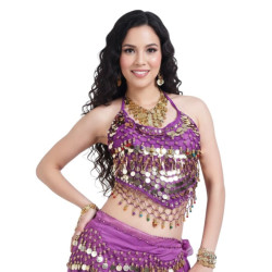 op de danse orientale violet avec pièces dorées pendantes
