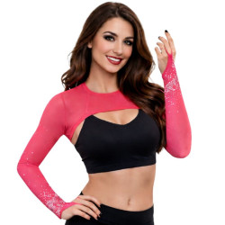 Boléro/ gants de danse fuschia et strass - 1