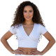 Top de danse orientale blanc à manches courtes style croisé