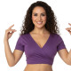Top de danse orientale violet à manches courtes style croisé