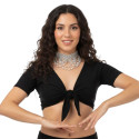 Top de danse orientale à manches courtes noir