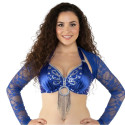 Boléro de danse orientale dentelle bleu roy