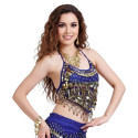 Haut de danse dos nu pastilles et grelots bleu roy