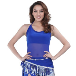 Haut de danse orientale bi matière bleu roy - 1