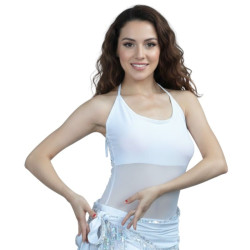 Haut de danse orientale bi matière blanc - 1