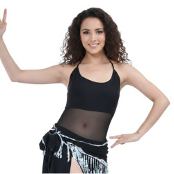 Haut de danse orientale bi matière noir - 1