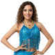 Top dos nu de danse orientale à paillettes bleu ciel - 1
