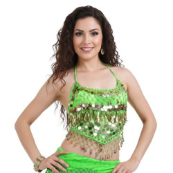 Haut de danse dos nu pastilles et grelots vert clair - 1