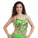 Haut de danse dos nu pastilles et grelots vert clair