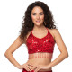 Top pailleté de danse orientale rouge - 1