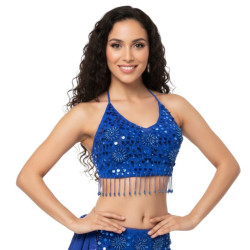 Top pailleté de danse orientale BLEU - 1