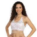 Top pailleté de danse orientale blanc