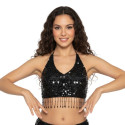 Top pailleté de danse orientale noir